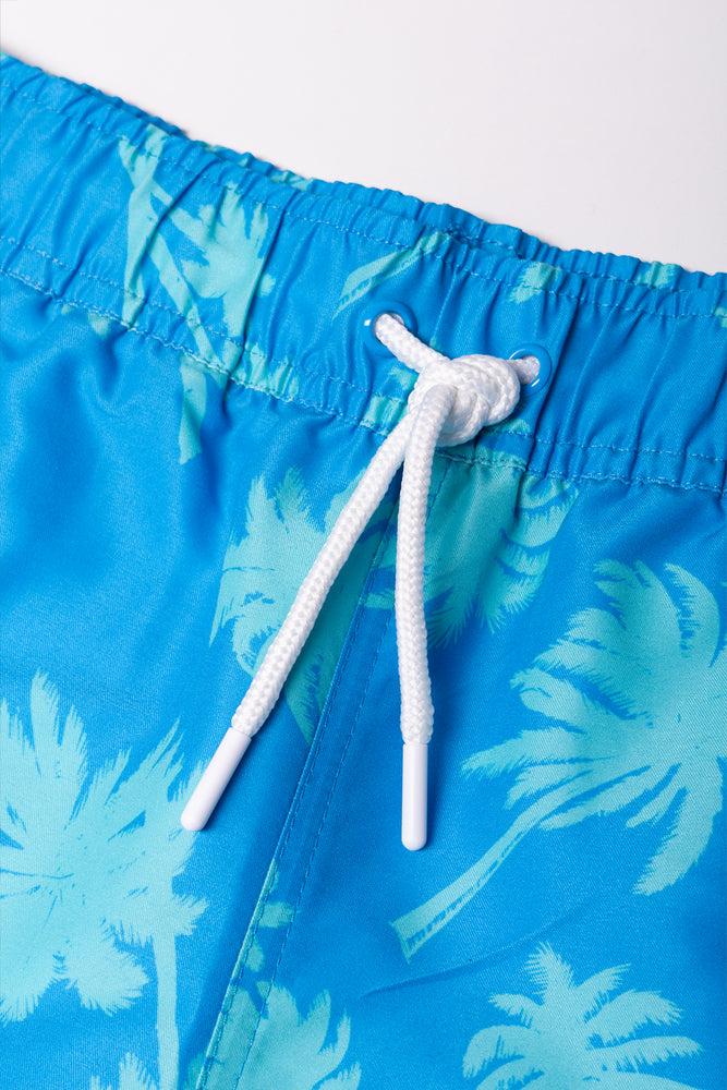 Palm Tree Swim Shorts Blue