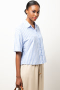 Linen Striped Shirt Blue