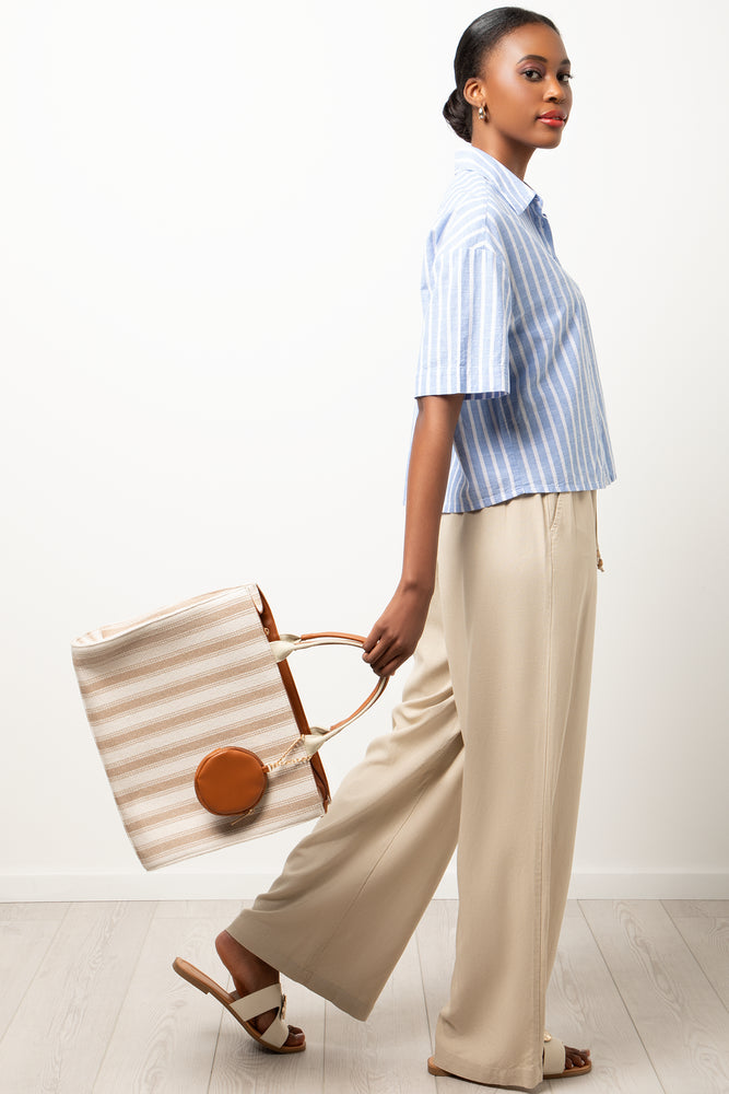 Linen Striped Shirt Blue