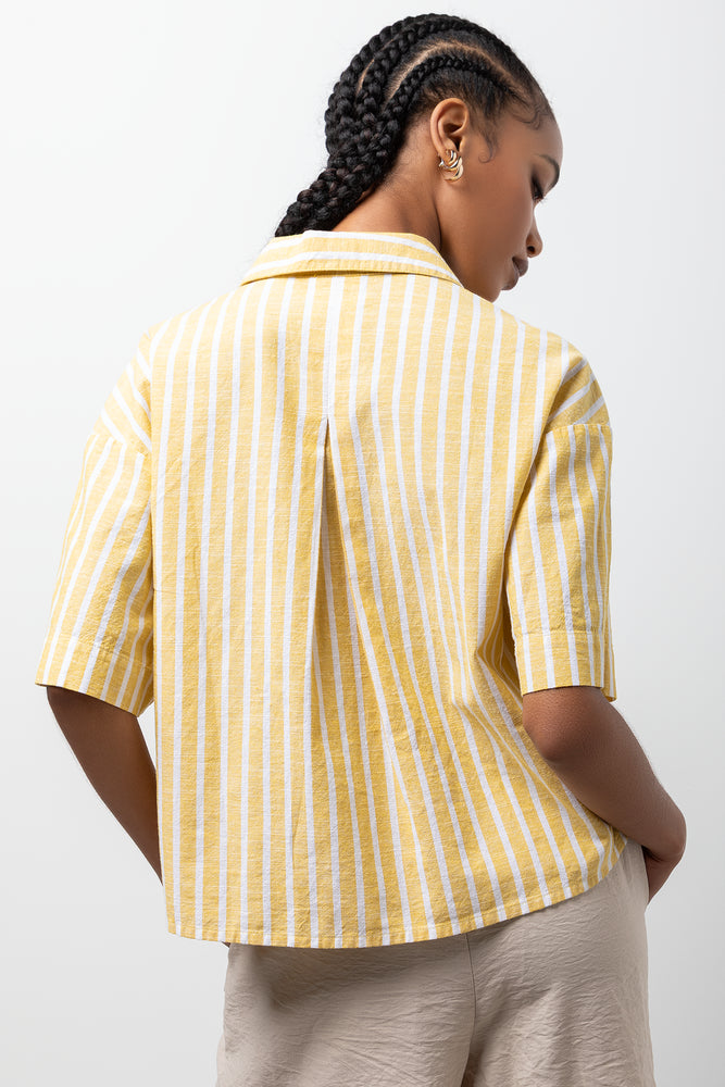 Ballerina Sleeve Linen Blend Shirt Yellow (2)
