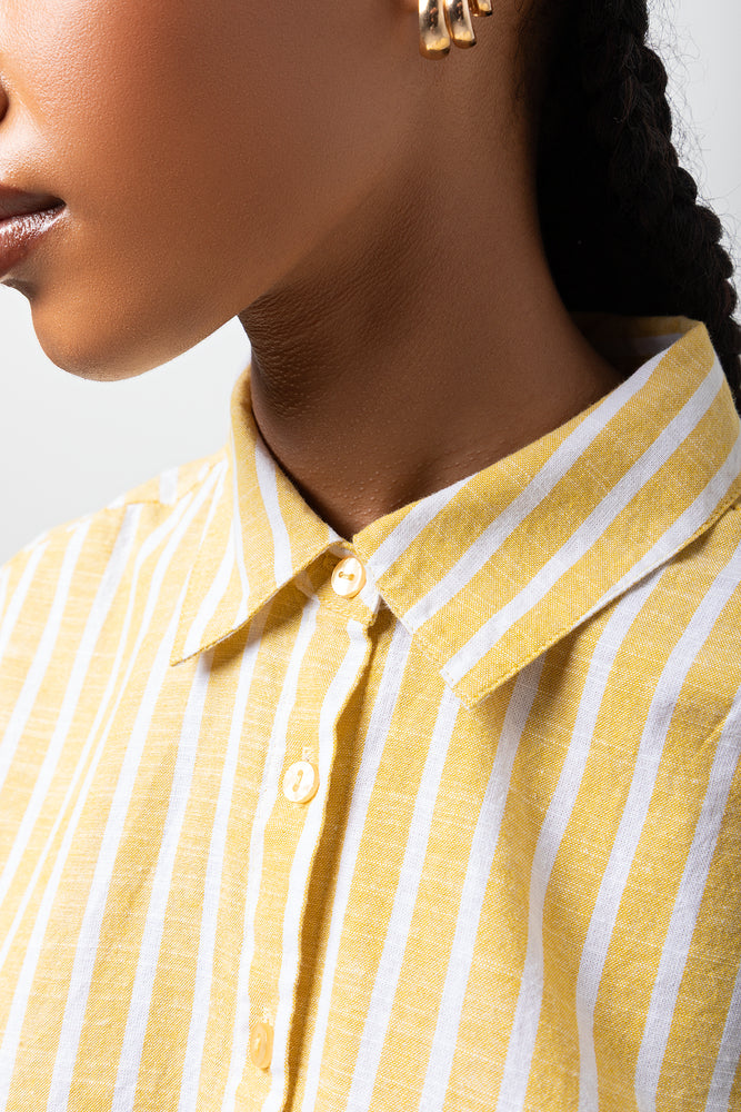 Ballerina Sleeve Linen Blend Shirt Yellow (3)