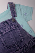 Sequin Shell Dungaree Set Blue (1)