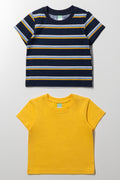 2 Pack Short Sleeve T-Shirts Navy And Yellow