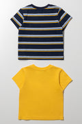 2 Pack Short Sleeve T-Shirts Navy And Yellow (2)