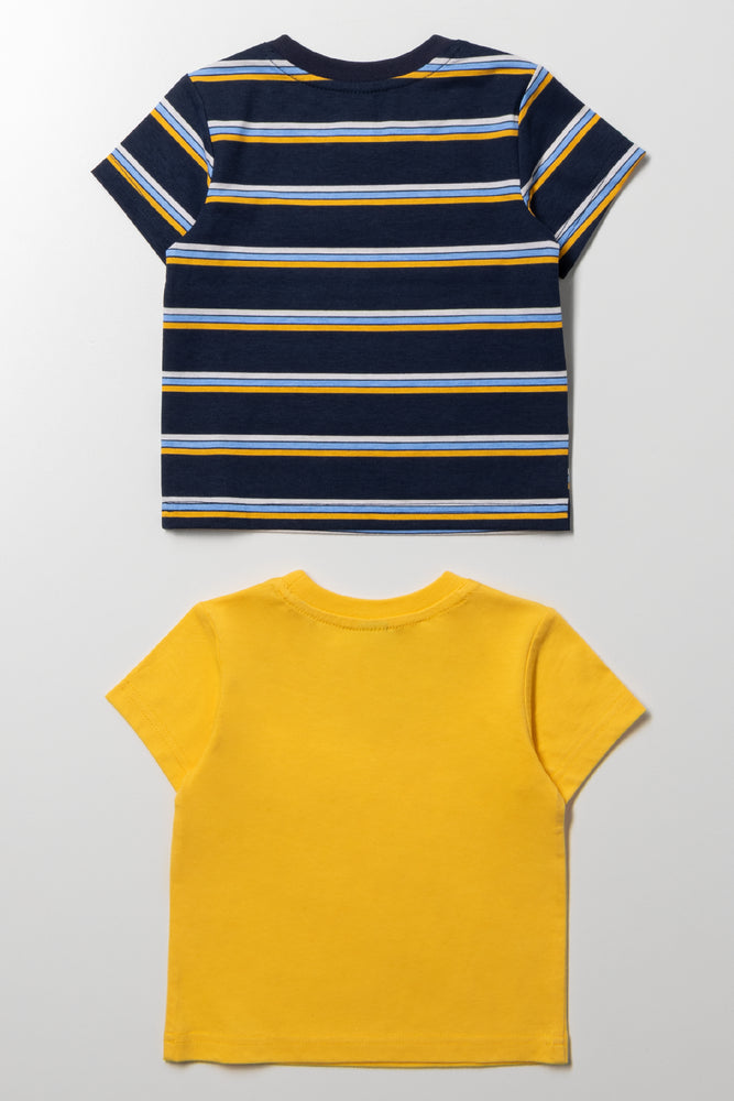 2 Pack Short Sleeve T-Shirts Navy And Yellow (2)