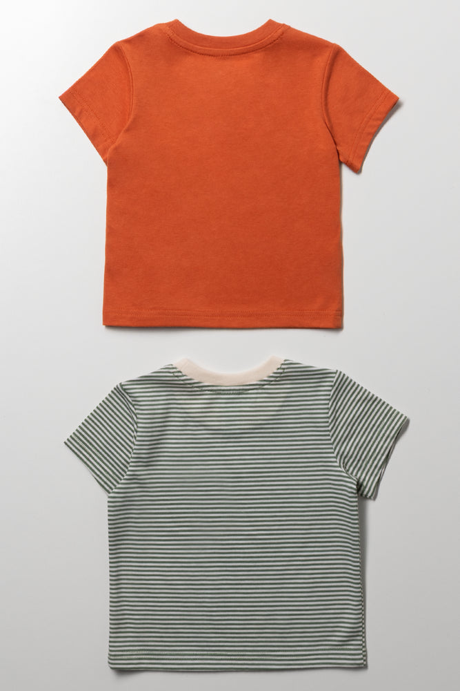 2 Pack Short Sleeve T-Shirts Orange And Green (2)
