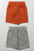 2 Pack Stripe Shorts Rust And Green (2)