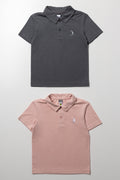2 Pack Short Sleeve Golfers Grey And Pink