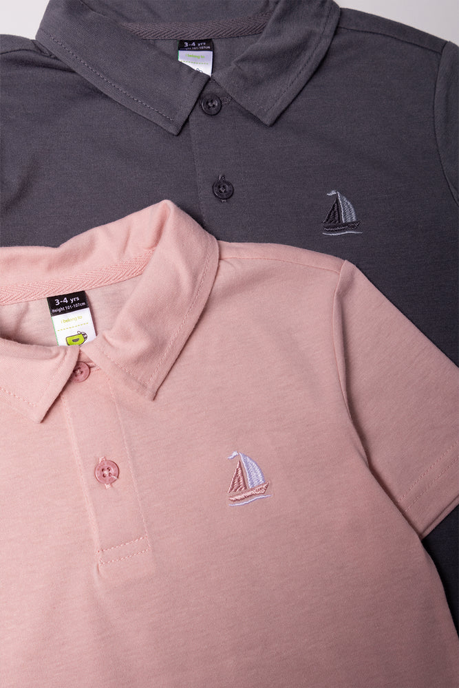 2 Pack Short Sleeve Golfers Grey And Pink (1)