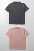 2 Pack Short Sleeve Golfers Grey And Pink (2)