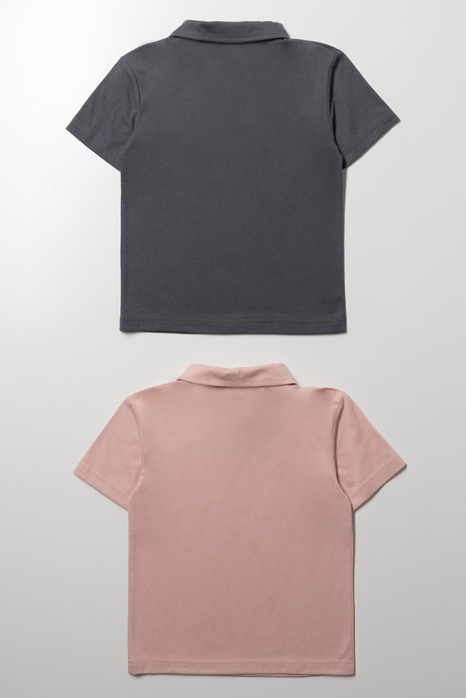 2 Pack Short Sleeve Golfers Grey And Pink (2)