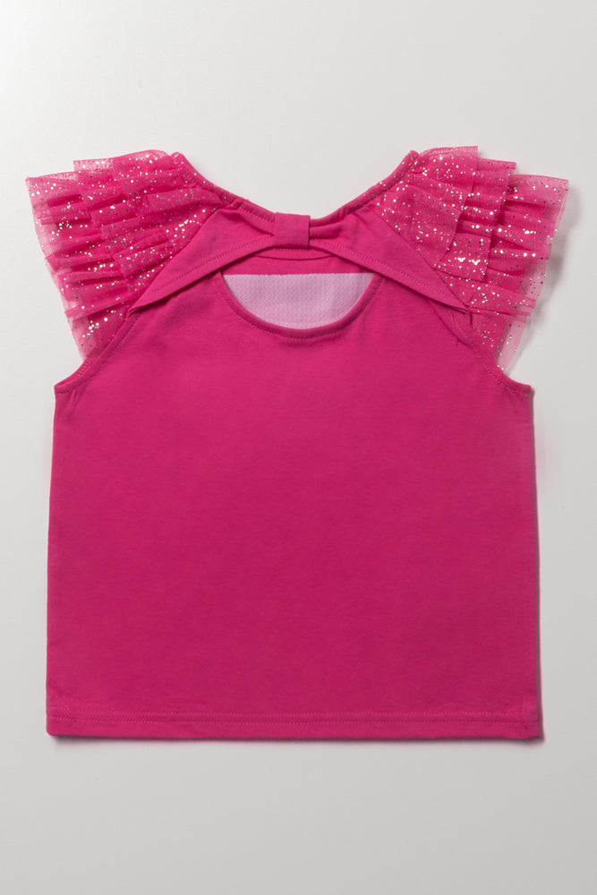 Tulle Sleeves Top Cerise (2)