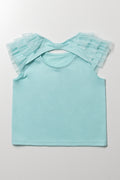 Tulle Sleeve Top Blue (2)