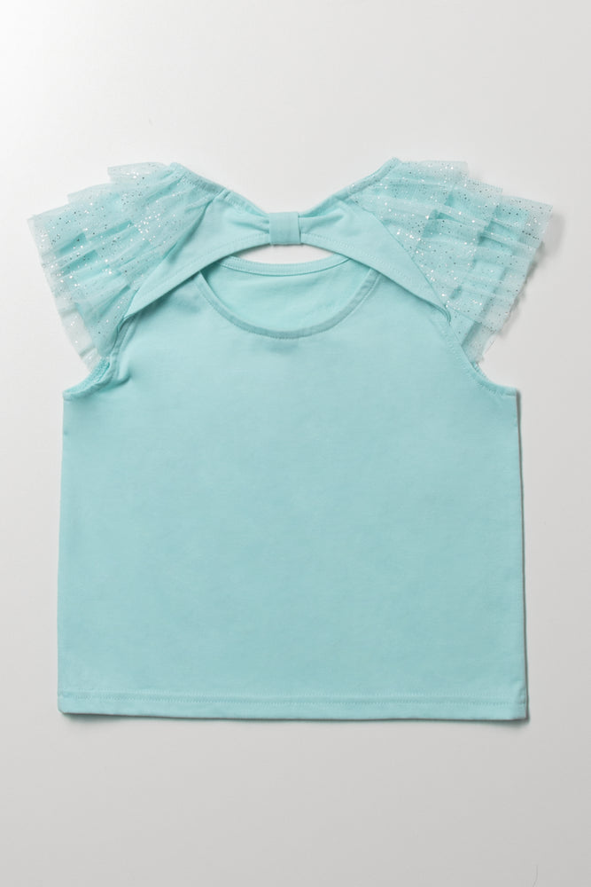 Tulle Sleeve Top Blue (2)