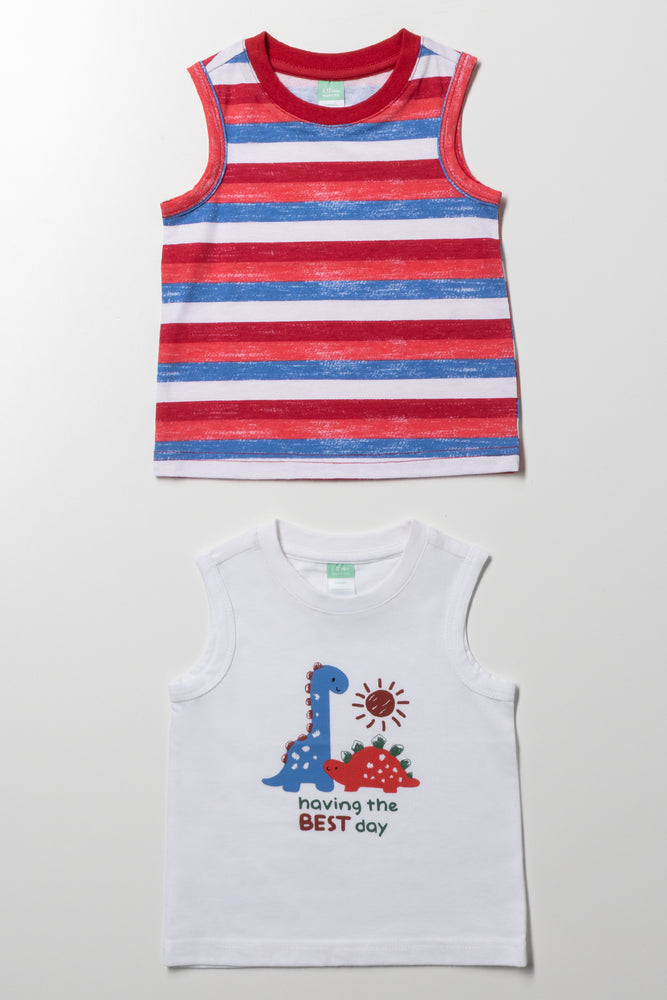2 Pack Dinosaur Vests Red And White