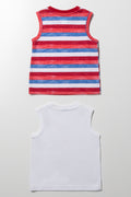 2 Pack Dinosaur Vests Red And White (2)