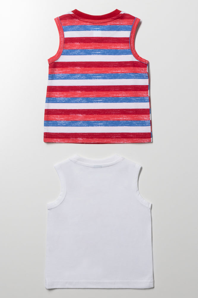 2 Pack Dinosaur Vests Red And White (2)