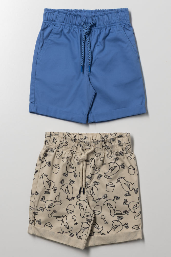 2 Pack Shorts Blue And Natural