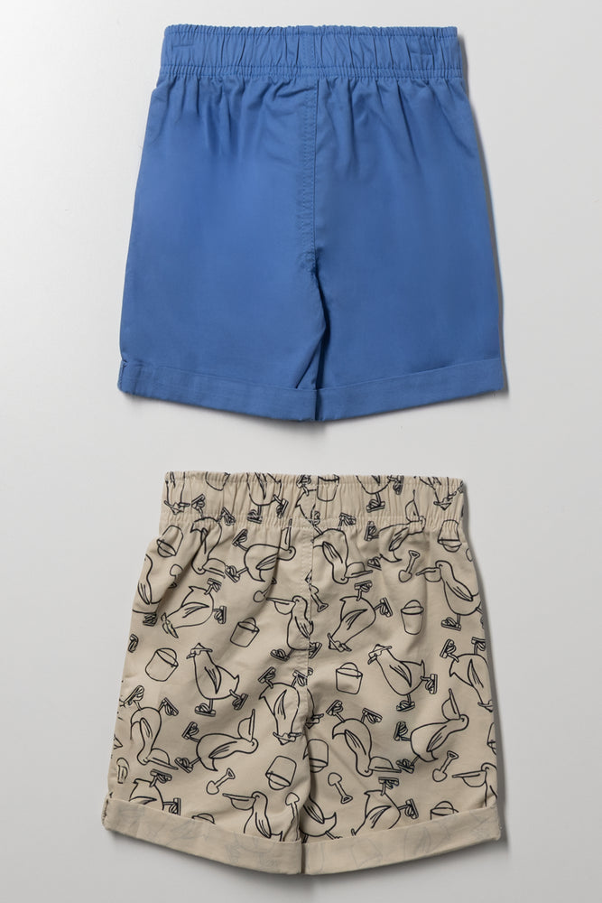 2 Pack Shorts Blue And Natural (2)