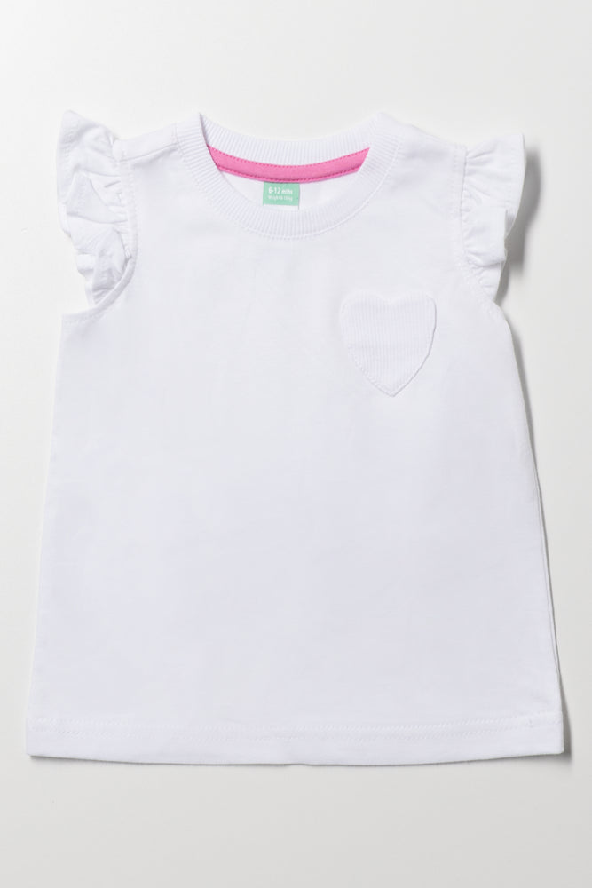 Frill Sleeve Vest White