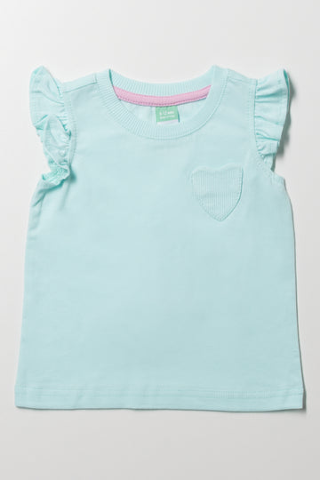 Frill Sleeve Vest Blue