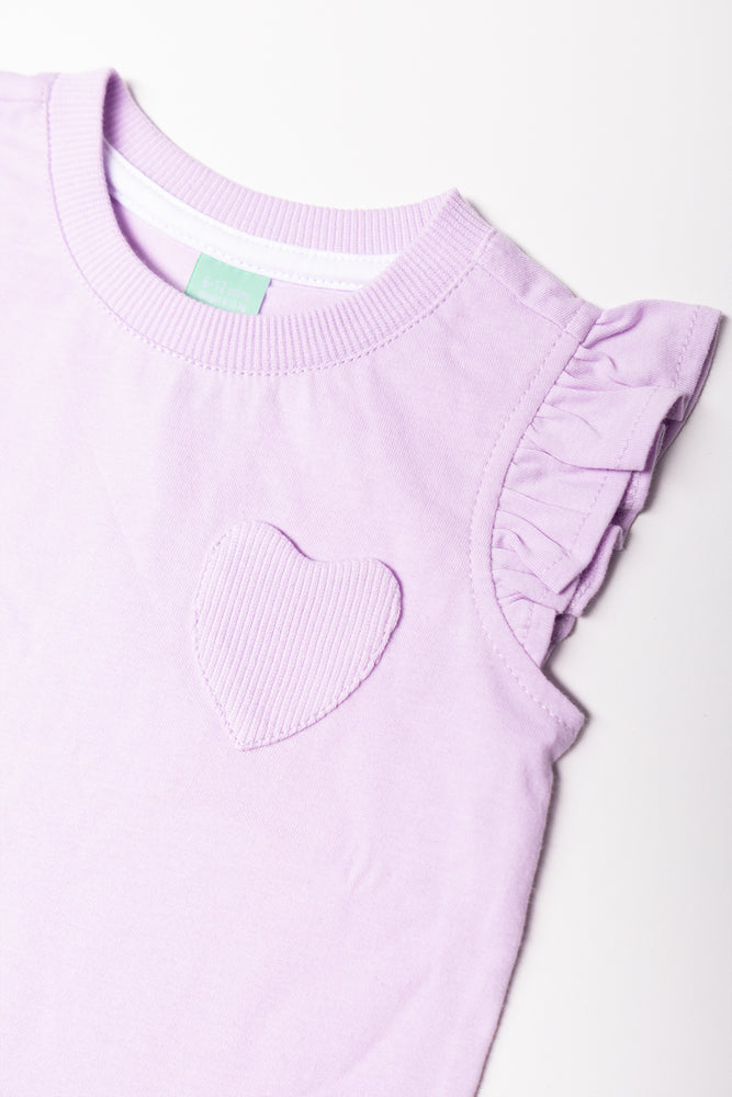 Frill Sleeve Vest With Pocket Lilac