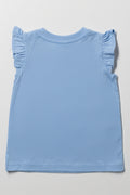 Frill Sleeve Vest With Pocket Blue (2)