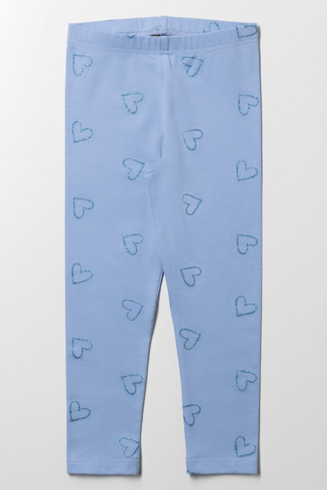 Glitter Heart Leggings Blue