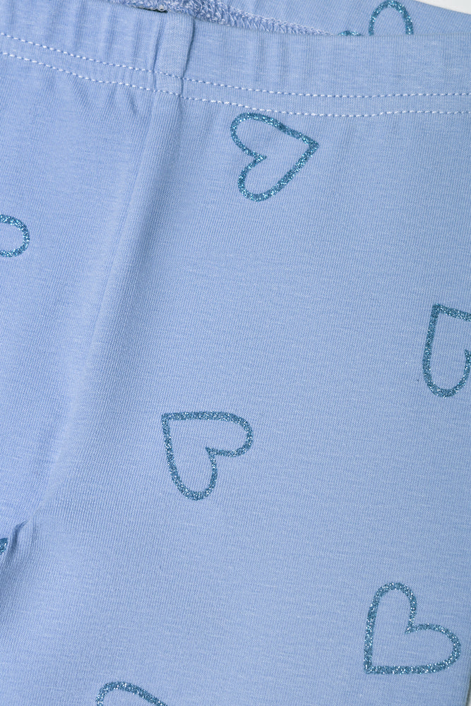 Glitter Heart Leggings Blue