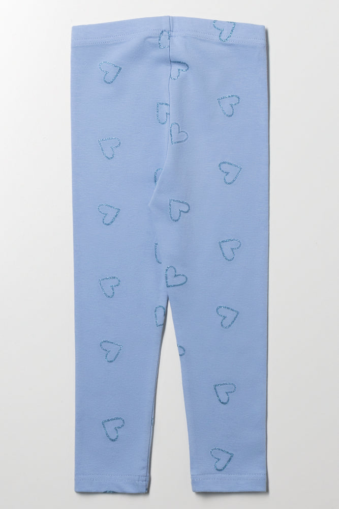 Glitter Heart Leggings Blue (2)