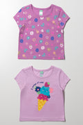 2 Pack Ice Cream Printed T-Shirts Lilac