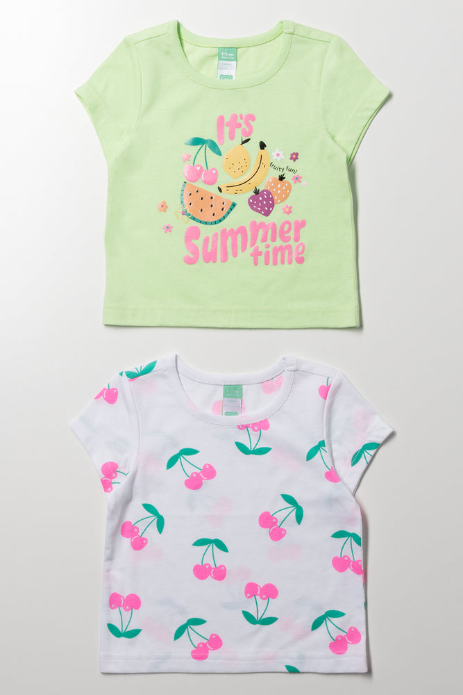 2 Pack T-Shirt Light Green And White