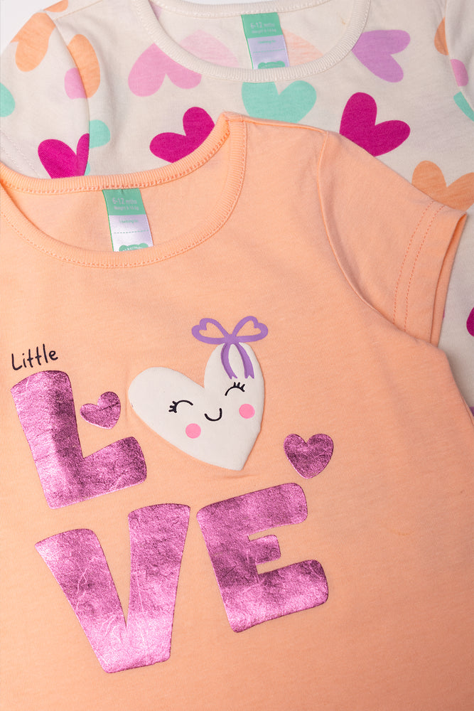 2 Pack Short Sleeve T-Shirts Natural And Peach