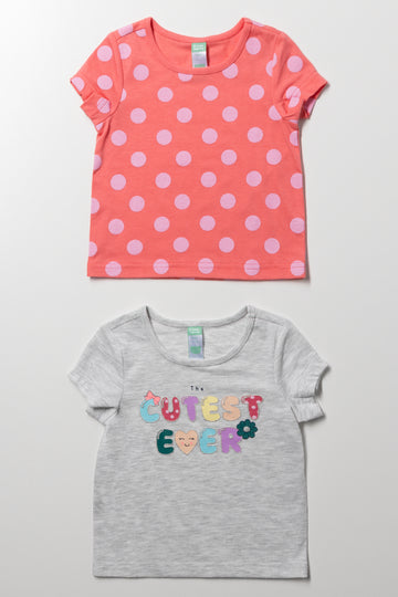 2 Pack Cutest Ever T-Shirts Grey And Pink