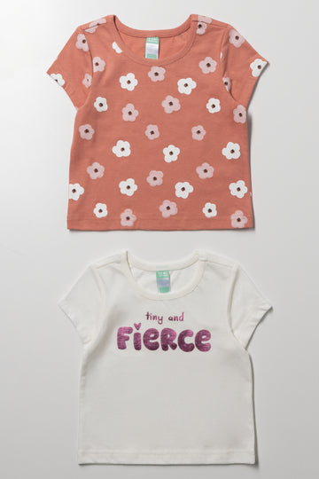 2 Pack Fierce T-Shirts Natural And White