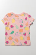 Glitter Fruit Short Sleeve T-Shirt Peach (2)