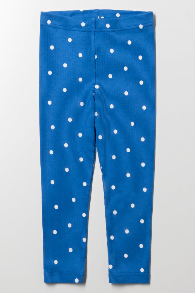 Rib Spot Leggings Blue