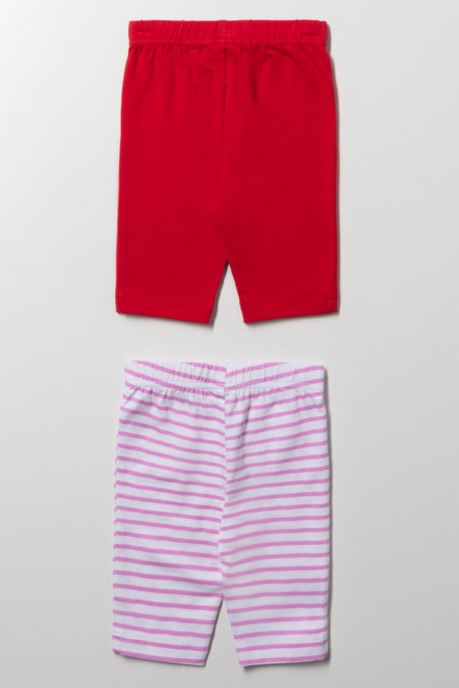 2 Pack Cycle Shorts Red And Pink (2)