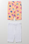 2 Pack Cropped Leggings Peach And White