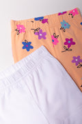 2 Pack Cropped Leggings Peach And White (1)
