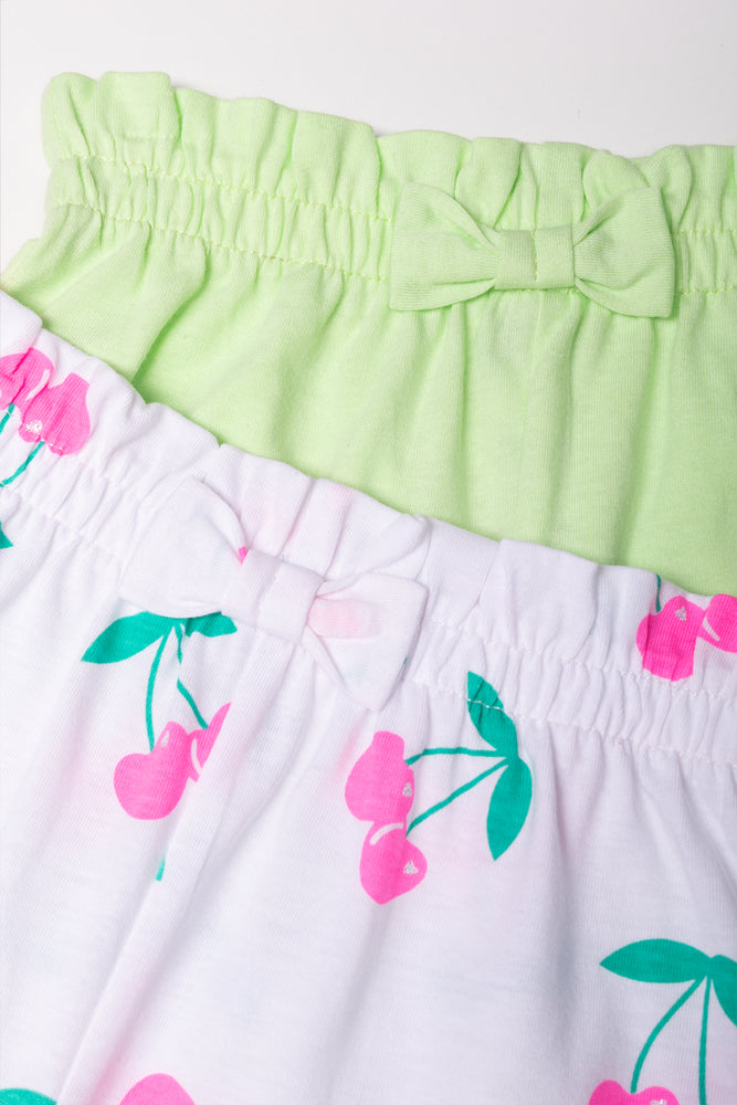 2 Pack Shorts Light Green And White