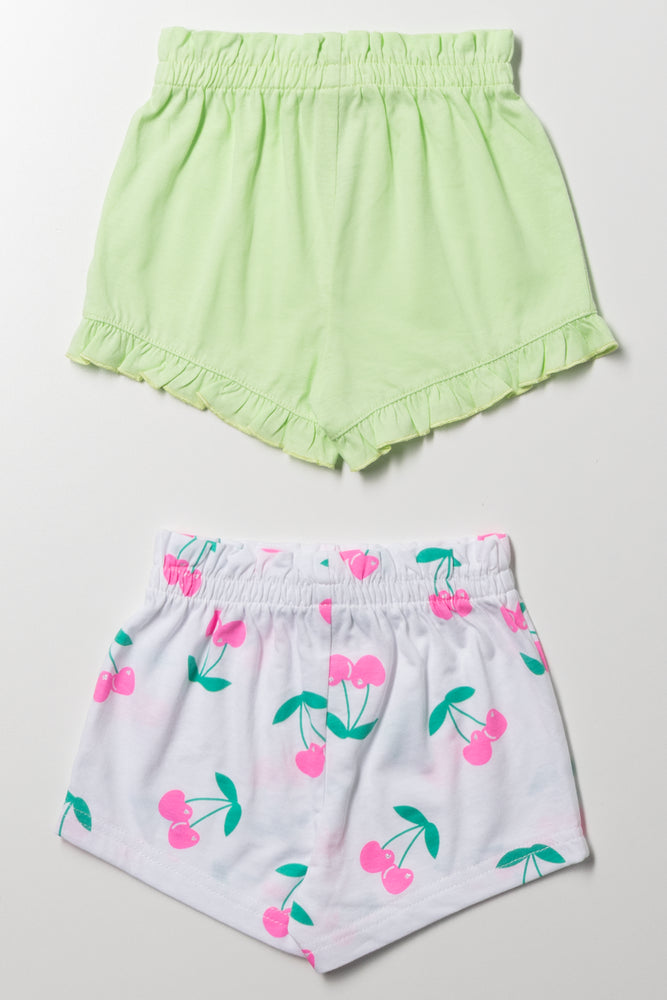 2 Pack Shorts Light Green And White (2)