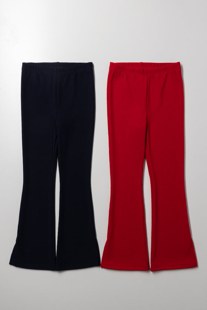 2 Pack Flare Leggings Navy And Red