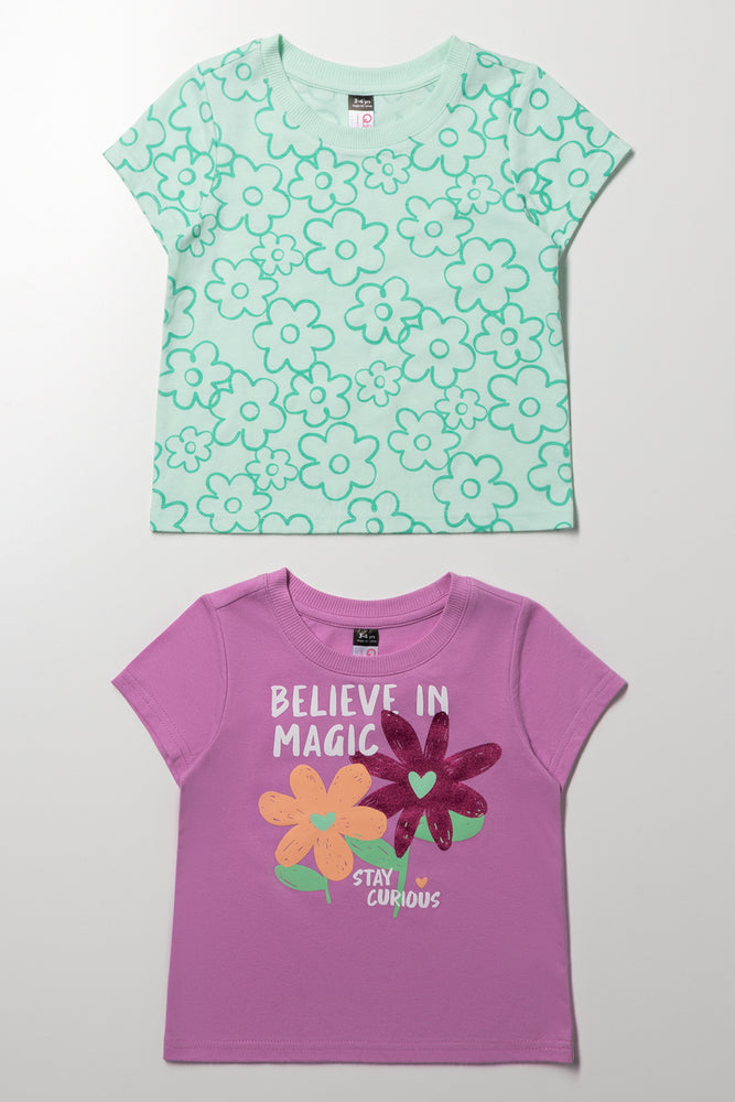 2 Pack Short Sleeve T-Shirt Green And Purple