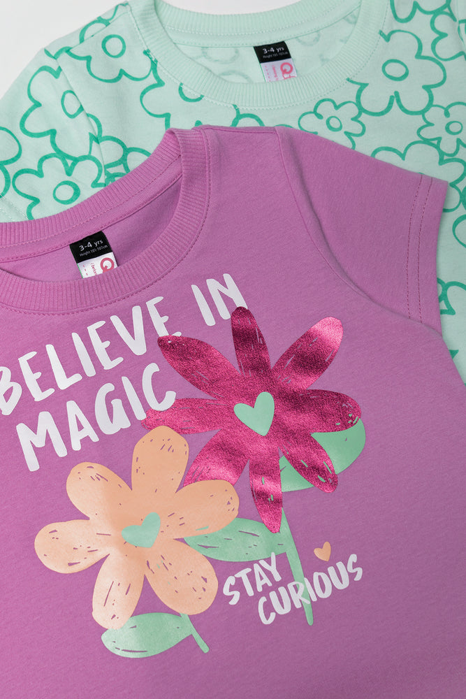 2 Pack Short Sleeve T-Shirt Green And Purple