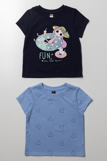 2 Pack Fun In The Sun Short Sleeve T-Shirts Blue