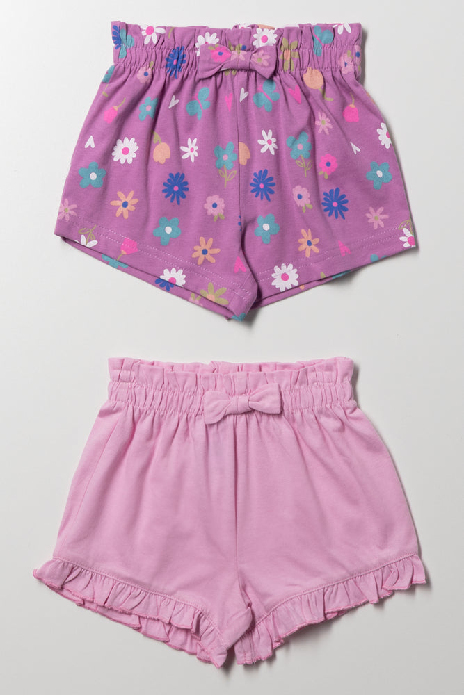 2 Pack Shorts Purple And Pink