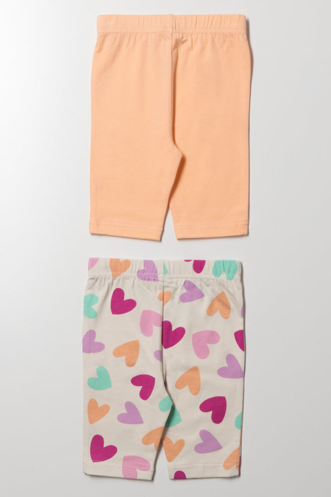 2 Pack Heart Cropped Leggings Orange (2)