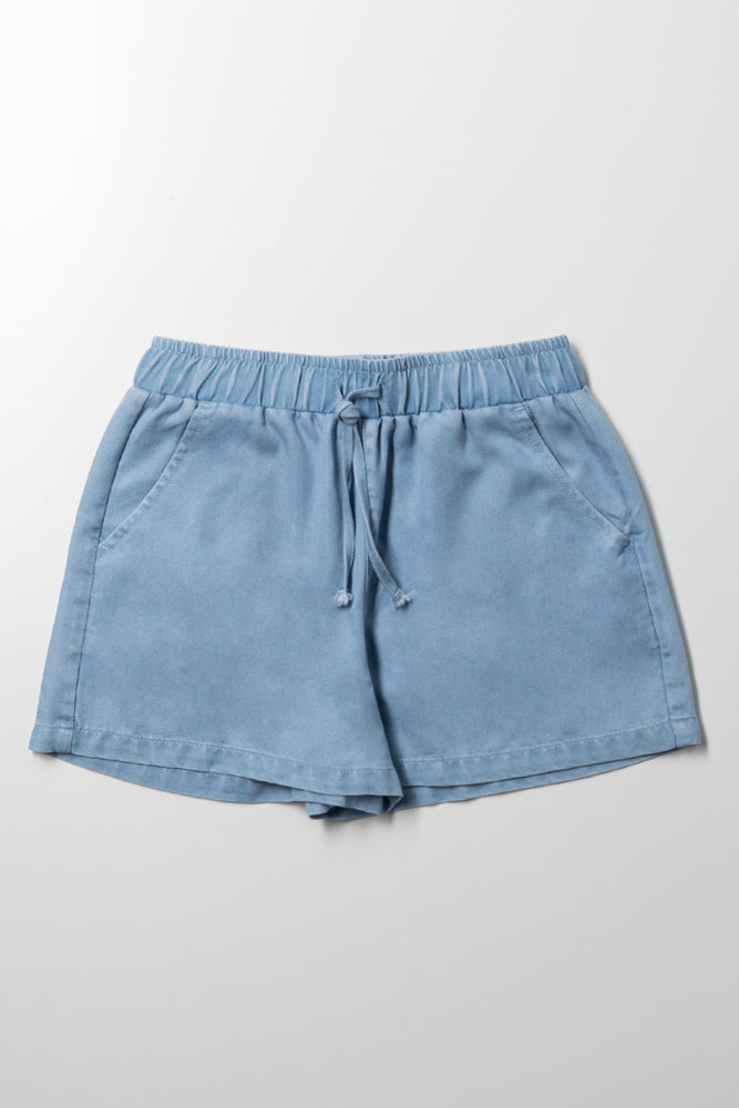 Pull On Denim Shorts Blue
