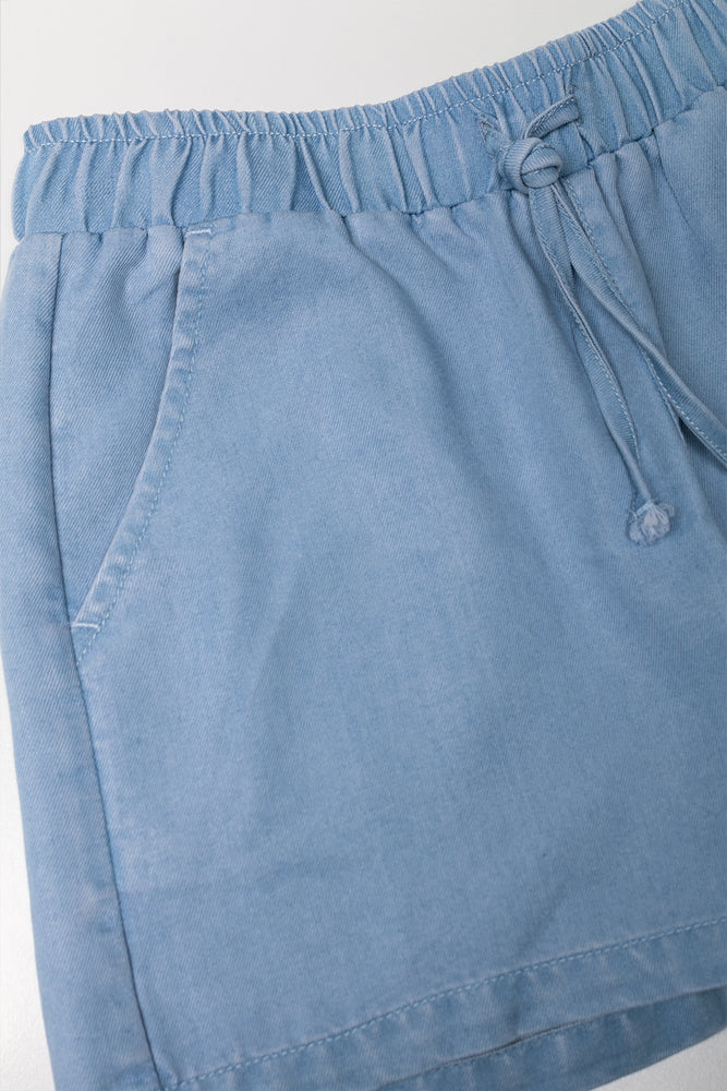 Pull On Denim Shorts Blue
